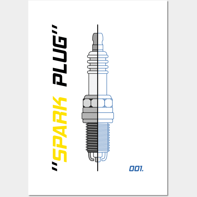 Spark Plug Draw and Blueprint Art Wall Art by GoldenTuners